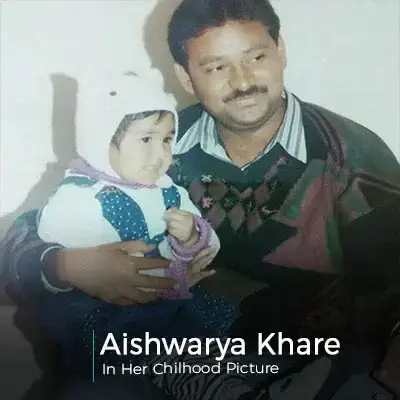 Aishwarya Khare in chaildhood days with her father